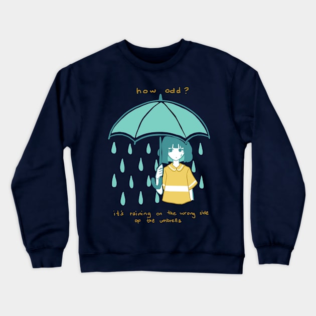 Sad Umbrella Crewneck Sweatshirt by densukii